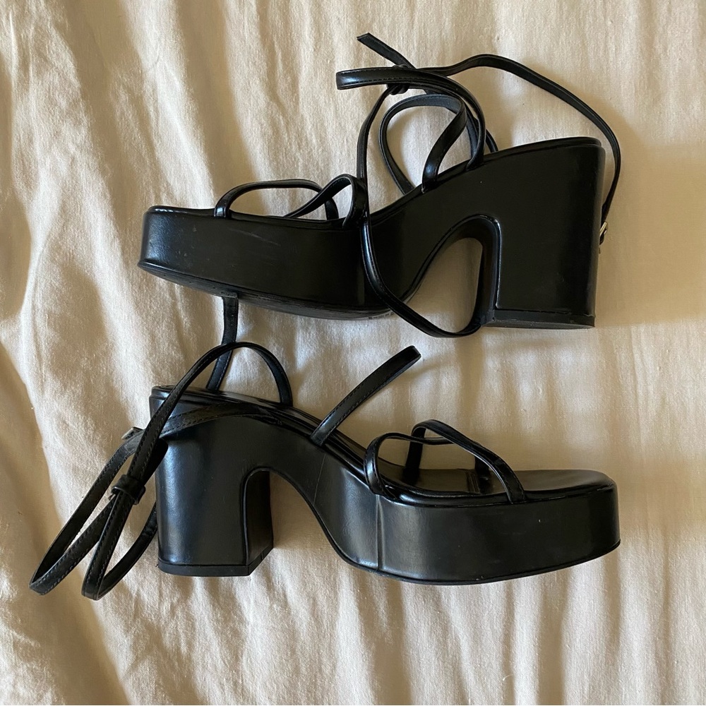 Zara black platform strappy heels EU 37
